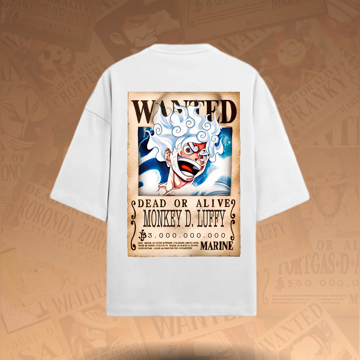 WANTED: Gear 5 Luffy Oversized T-Shirt – Limited Edition